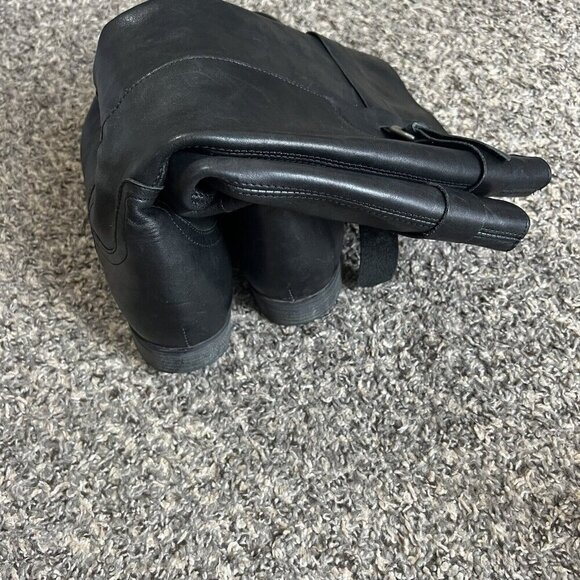 Tara M Union Black Leather Tall Riding Boots Size 41 US 10-10.5 Side Zip Buckle - Picture 6 of 8